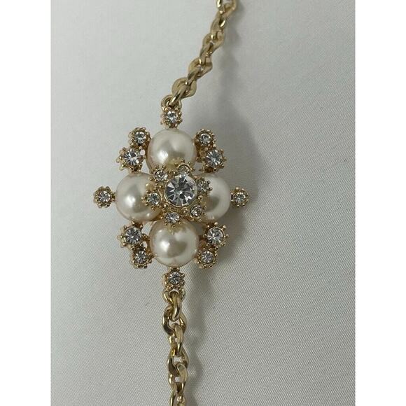 CHARTER CLUB Gold-Tone Crystal Filigree & Imitation Pearl Necklace Long - Picture 5 of 6